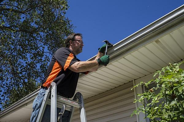 gutter repair may be necessary due to clogs, ice dams, heavy storms, or simply old age and wear and tear